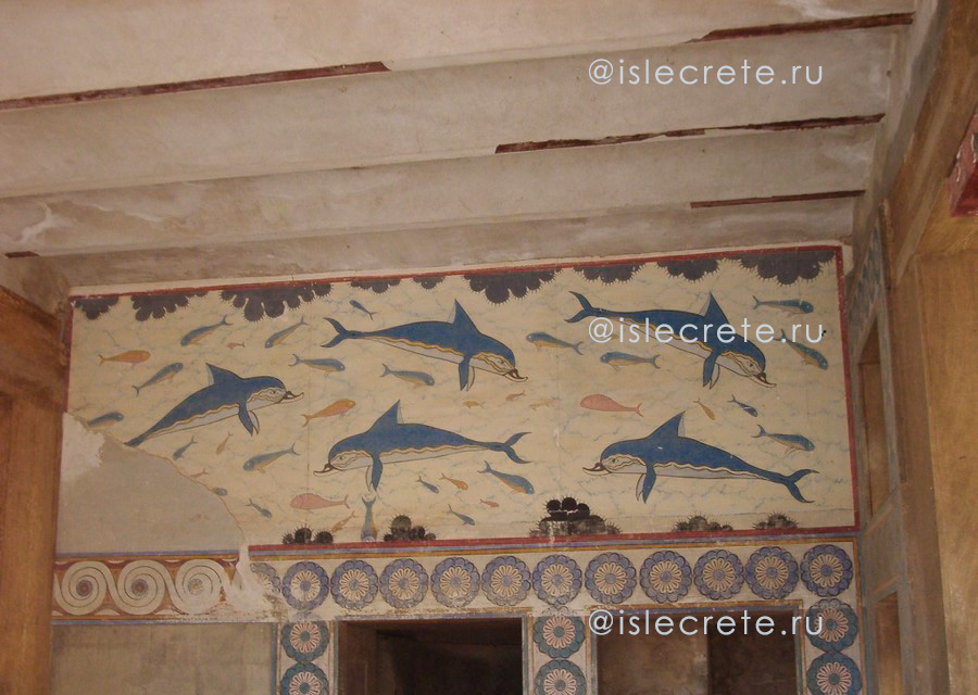 Фото: Фреска с дельфинами (Кносский дворец, Крит)